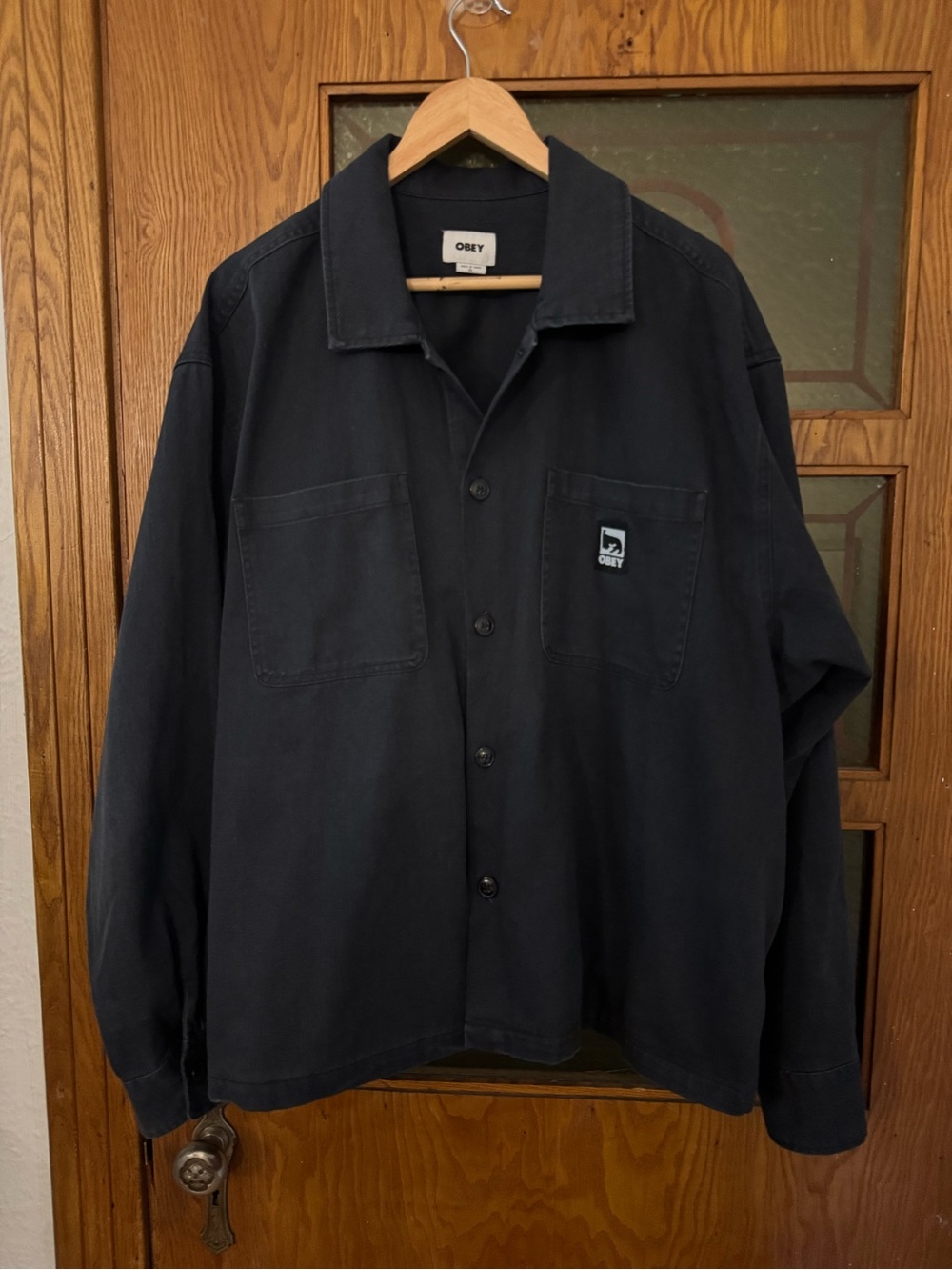 Obey Men's Dark Navy Button-Front Shirt Jacket